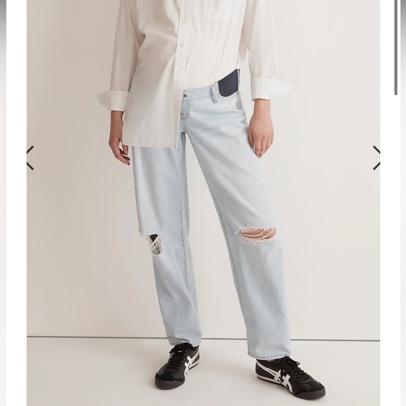 MADEWELL Maternity Side-Panel Slouchy Boyjean in Wrightlane Wash: Ripped Edition - Picture 2 of 11